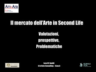 Il mercato dell’Arte in Second Life Valutazioni,  prospettive,  Problematiche Luca M. Spoldi  6 In Rete Consulting – SLnn.it 