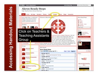 Accessing Handout Materials



                              Click on Teachers &
                              Teaching Assistants
                              Group
 