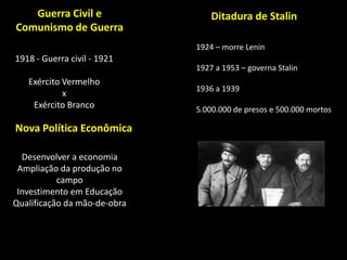 A Rússia na 1ª Guerra MundialConsequências: crescimento das rebeliões populares