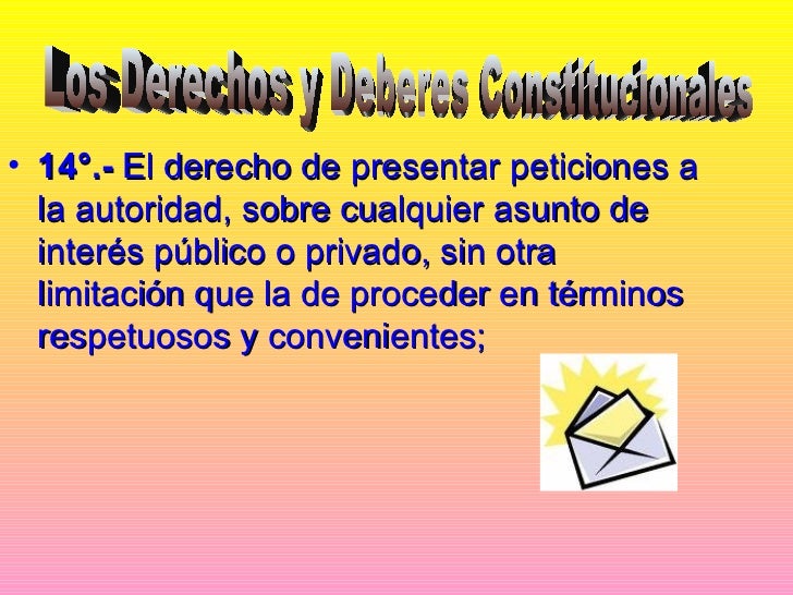 Resultado de imagen para El derecho de presentar peticiones a la autoridad, sobre cualquier asunto de interés público o privado. chile