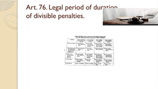 Art. 76. Legal period of duration
of divisible penalties.
 