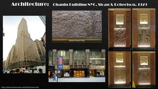 Architecture: Chanin Building NYC, Sloan & Robertson, 1929
Detail of base frieze
https://www.thecityreview.com/42nd/chanin.html
 
