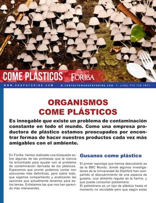 CATÁLOGO - FORIBA  Plásticos Desechables y Productos Desechables