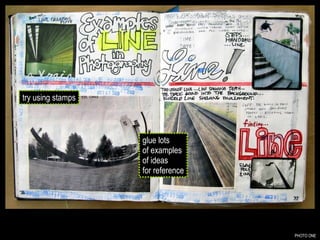 PHOTO ONE try using stamps glue lots of examples of ideas for reference 