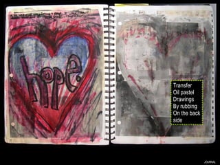 JOURNAL Transfer Oil pastel Drawings By rubbing On the back side 