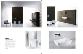 THE ART OF BATHING | 25
GROUNDBREAKING
To create an unconditional minimalistic
ambience, incorporate unorthodox textures with
unusual fixtures and fittings. And the F-Concept
collection of ceramic sanitaryware makes
the ideal accompaniment. Created by Italian
sculptor and designer Franco Valeri and his
daughter Chiara, the collection of basins, bidets
and a water closet is defined by soft shapes and
thin lines that resemble the curves seen
in sculptures. The smooth design is created
using high quality materials and superior
craftsmanship, making for an eclectic array
of bathware.
GET THE LOOK
 