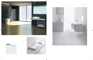 THE ART OF BATHING | 33
SHADESOFMINIMALISM
Add depth and symmetry to the bathroom
by opting for the F-Novella series of versatile
bathware from Queo. The collection is an
exercise in the minimalist tradition of seeing
less but getting more, owing to its all-white
palette and clean lines, making it ideal to play
with a one-colour scheme for varied layers
and textures in a bath area. Created by Italian
designer Romano Adolini, the collection of
sanitaryware consists of over- and under-the-
counter basins as well as a water closet.
GET THE LOOK
 