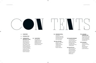 2 | THE ART OF BATHING THE ART OF BATHING | 3
FOREWORD
INTRODUCTION
THROUGHTHE
ARCHITECT’SLENS
Someofthemost
influentialnamesin
interiordesignand
architectureshare
theirinsightsonwhat
ittakestocreatethe
perfectbathingspace.
Usingtheiraesthetics
ascues,ADroundsup
sanitarywareand
faucetsfromQueo’s
FashionCollection.
4
6
8 62
84
106
128
148
158
168
CON teNtS
THERETREAT
ADcreatesfive
indulgentbathroom
settingstoserveas
backdropsforthe
masterpiecesfromthe
FashionCollection.
DESIGNERAPPEAL
TheFashion
Collectionlendsitself
toallstyles,fromrustic
andmonochrometo
smartandmodern.
HALLOFFAME
Meetthe11talented
designersQueo
collaborateswithto
createahostof
productsinthe
FashionCollection.
FASHIONFORWARD
Acomprehensive
showcaseoftheentire
FashionCollection—
bathingsolutionsthat
fusehigh-quality
materialsandintricate
craftsmanship.
ISLEOFCALM
Aline-upofsomeof
thebestdesigned
bathroomsfromthe
worldover,bythe
biggestnamesin
thebusiness.
APASSAGE
THROUGHTIME
Wetravelbackintime
totakealookatsome
ofthemostbeautiful
Europeanbathrooms
throughhistory.
STOCKISTS
AlistingofQueo
ExperienceCentres
andSales
Representatives—
aswellasother
productsfeatured.
 