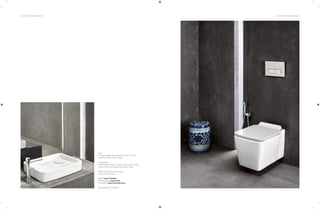 82 | THE ART OF BATHING
Left:
F-Fiordo single lever tall basin mixer, F-Fiordo
over the counter basin, Queo.
Facing page:
Health faucet ABS, F-Fiordo wall mounted water
closet, Sisma Rectangolo flush plate, Queo.
White-and-blue ceramic stool,
Kavita Singh Interiors.
Stylist Samir Wadekar
Photographer Ashish Sahi
Production Raka Entertainment
See page 169 for retailers.
THE ART OF BATHING | 83
 