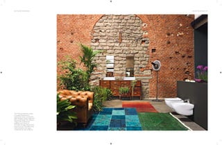 86 | THE ART OF BATHING THE ART OF BATHING | 87
The F-Misura collection consists
of a range of faucets and a
sanitaryware series, conceived by
Italian designers Antonio Bullo and
Alessandro Paolelli. The collection
brings to life contemporary
aesthetics and a focus on
minimalism through soft geometric
lines and curves. The water closet,
bidet and basins in this space
complement its rustic ambience.
 