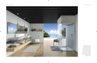 100 | THE ART OF BATHING THE ART OF BATHING | 101
Stunningly simple and functional,
there’s something striking yet
comforting about neo-modernist
design. And this bathroom,
enhanced with Queo’s F-Morwen
sanitaryware, is an apt example.
Created by Italian designer and
architect Romano Adolini, the
F-Morwen collection brings to life
geometric planes at aesthetically
pleasing angles. Every masterpiece
is engineered to protrude directly
from a surface at an angle of
138 degrees to alter the perception
of space and maintain
reduced dimensions.
 