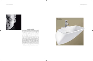 F-Morwen Over-
The-Counter Basin
122 | THE ART OF BATHING THE ART OF BATHING | 123
Italiandesignerandarchitect,RomanoAdolinihascreated
theF-MorwenrangeforQueo.Hehasbeenarecipientof
several prizes and accolades including the Design Plus,
FrankfurtandtheCompassod’Oro,Milan.Since2000,he
has been actively involved in designing sanitaryware. His
superior knowledge of materials, physics, form and design
shine through the F-Morwen series of ceramic
sanitaryware for Queo. Geometric planes intersect at
aesthetically pleasing angles to bring alive every sharp and
uncluttereddesignintheline.Protrudingdirectlyfromthe
wall at an angle of 138 degrees, each creation in the
collection is deﬁned by its square shape, rounded corners
and thin lines that alter the perception of space, while
maintaining reduced dimensions. The perfect choice for
neo-modernist design enthusiasts, the collection includes
uniquewall-mountedbidets,over-the-counterbasinsand
washbasins,aswellaswall-mountedwaterclosets.
ROMANO ADOLINI
 