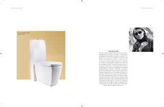 F-Concept Back-To-Wall
Water Closet
124 | THE ART OF BATHING THE ART OF BATHING | 125
Veteran sculptor Franco Valeri’s illustrious career is
highlighted by numerous accolades, including the
prestigious Federico Motta award for sculpture. The
Roman artist’s works are exhibited in the National
Gallery of Modern Art, Rome as well as across
monuments, churches, galleries and private collections
theworldover.Pavingapathindesignwasanaturalstep
forhisdaughterChiara,whostartedassistingherfatherin
the 1970s. Since then, the dynamic duo has been
working together on various scenographic and industrial
design projects. Together, they have created the
F-ConceptcollectionofceramicsanitarywareforQueo.
Sitting comfortably between minimalism and luxury are
the basins, bidets and water closets from the collection.
Theonlyrangedesignedbysculptors,asculptor’sunique
treatment of shapes is evident in these designs, which
combine classic square forms, carefully balanced sense of
proportions, high-quality materials and superior
craftsmanship. The simple yet elegant designs give life to
innovative forms that take you back to an elegant past,
whilegivingyouaglimpseofthefuture.
CHIARA VALERI
 