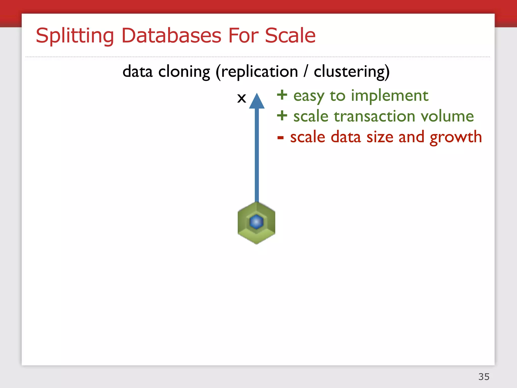 Caching For Performance & Scale

 Object Caches        Application Caches        CDNs


 Usually serialized    Proxy caches        Multiple locations
 (marshalling /                            / backbones
                       Reverse proxy
 unmarshalling)
                       caches


 get() / set() /       HTTP headers        CNAME entries
 replace()

                        ISP/Uni proxies     Akamai, Coral,
APC, Memcached          Squid, Varnish,
                                             Limelight...

                         mod_cache


                                                             36
 