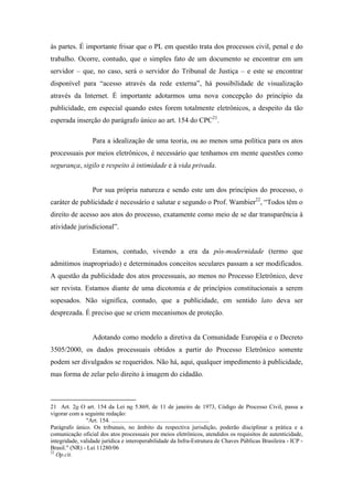 Publicidade e Processo Eletrônico