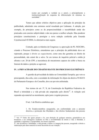 Publicidade e Processo Eletrônico