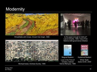 26 Aug 2021
Art Theory 49
Montparnasse, Andreas Gursky, 1995
Wheatfields with Crows, Vincent Van Gogh, 1890
Modernity
Is t...