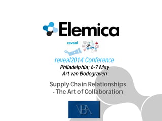 Supply Chain Relationships
- The Art of Collaboration
reveal2014 Conference
Philadelphia; 6-7 May
Art van Bodegraven
 