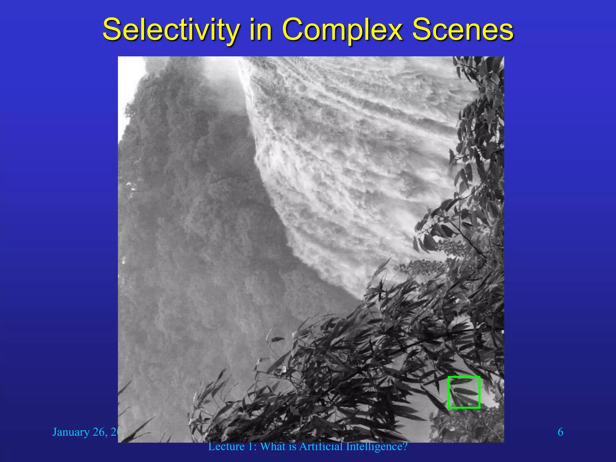 January 26, 2016 Introduction to Artificial Intelligence
Lecture 1: What is Artificial Intelligence?
6
Selectivity in Complex Scenes
 