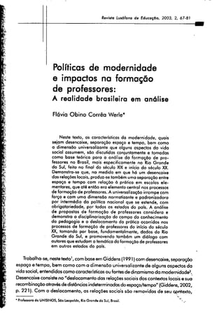 Políticas de modernidade e impactos na formação de professores: a realidade brasileira em análise