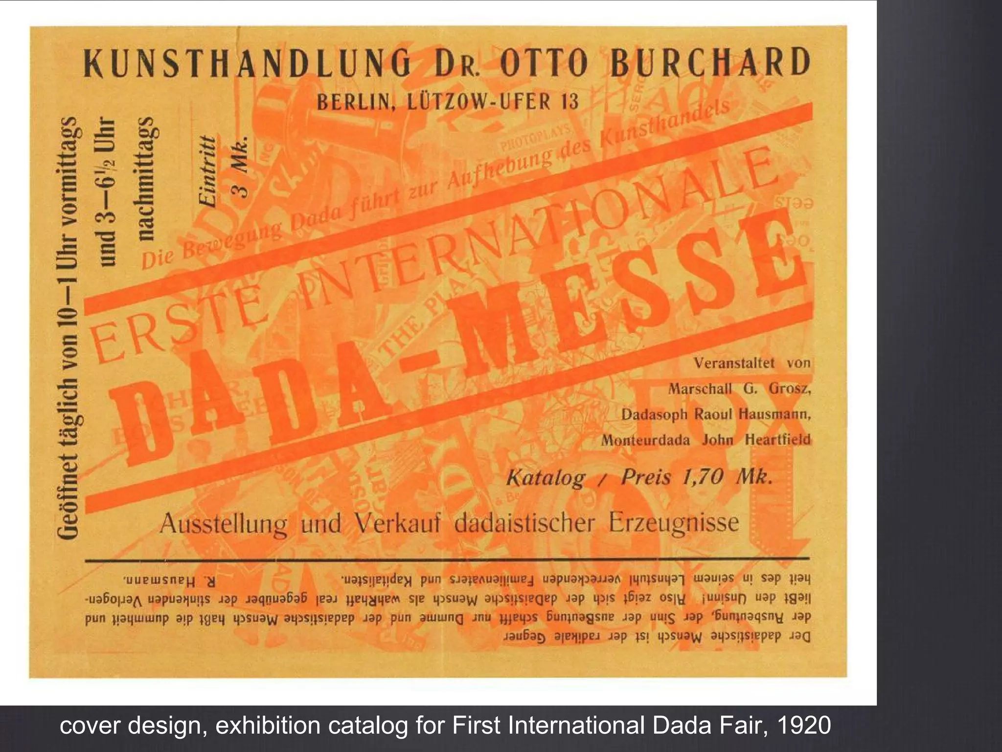 cover design, exhibition catalog for First International Dada Fair, 1920
 