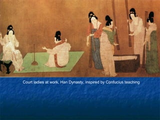 Court ladies at work, Han Dynasty, inspired by Confucius teaching
 