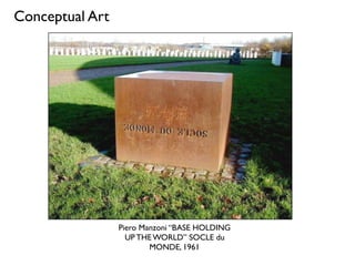 Piero Manzoni “BASE HOLDING
UP THE WORLD” SOCLE du
MONDE, 1961
Conceptual Art
 