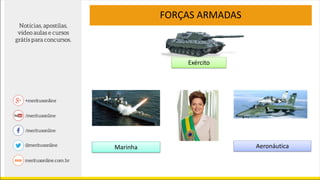 Exército
FORÇAS ARMADAS
Marinha Aeronáutica
 