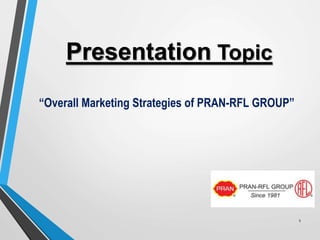 Presentation Topic
“Overall Marketing Strategies of PRAN-RFL GROUP”
1
 