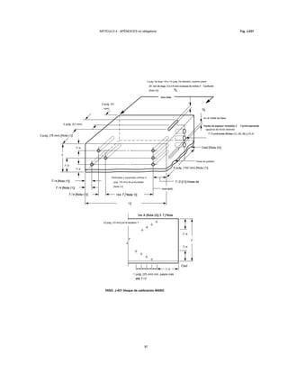 ARTÍCULO 4 - APÉNDICES no obligatoria Fig. J-431
Clad
Ver A [Nota (5)] 3 T [ NotaVer A [Nota (5)] 3 T [ NotaVer A [Nota (5)] 3 T [ Nota
1)]
T / 4 [Nota (1)]T / 4 [Nota (1)]
T / 4T / 4
T / 4T / 4
T / 2T / 2
T
T / 4 [Nota (1)]T / 4 [Nota (1)]
T / 4 [Nota (1)]T / 4 [Nota (1)] T / 2 [(1)] líneas deT / 2 [(1)] líneas de
marcado
líneas de grabado
agujeros de fondo redondo
T / 2 profundas [Notas (1), (3), (6) y (7) AT / 2 profundas [Notas (1), (3), (6) y (7) A
través de espesor revestido 2 T profundamentetravés de espesor revestido 2 T profundamentetravés de espesor revestido 2 T profundamente
en el metal de base
Una vista
2 pulg. De largo 1/8 a 1/4 pulg. De diámetro. extremo plano;
(51 mm de largo, 3,2 a 6 mm) muescas de molino 2 T profundo(51 mm de largo, 3,2 a 6 mm) muescas de molino 2 T profundo(51 mm de largo, 3,2 a 6 mm) muescas de molino 2 T profundo
[Nota (3)]
Clad [Nota (4)]
3 pulg. (76 mm) [Nota (1)]
2 pulg. (51 mm)
2 pulg. (51
mm)
6 pulg. (152 mm) [Nota (1)]
Perforados y escariados orificios 3
pulg. (76 mm) de profundidad
[Nota (1)]
13/4 T [ Nota 1)]13/4 T [ Nota 1)]13/4 T [ Nota 1)]
1/2 pulg. (13 mm) por la escalera T1/2 pulg. (13 mm) por la escalera T
1 pulg. (25 mm) min. pasos más
allá T / 2allá T / 2allá T / 2
T / 2T / 2
T / 4T / 4
T / 4T / 4
T
HIGO. J-431 bloque de calibración BASIC
97
 