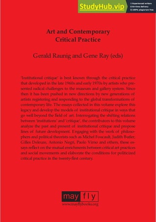 Art And Contemporary Critical Practice Reinventing Institutional ...