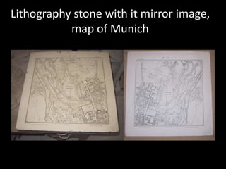 Lithography stone with it mirror image,map of Munich