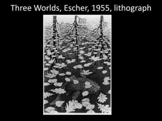 Three Worlds, Escher, 1955, lithograph
