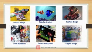 Product design Digital animation Fashion design
Book illustration Game development Graphic design
 