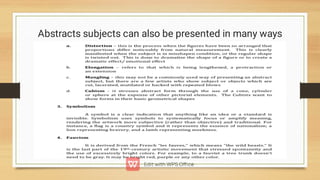 Abstracts subjects can also be presented in many ways
 