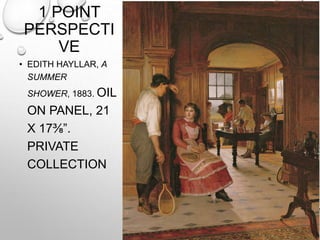 1 POINT
PERSPECTI
VE
• EDITH HAYLLAR, A
SUMMER
SHOWER, 1883. OIL

ON PANEL, 21
X 17⅜”.
PRIVATE
COLLECTION

 