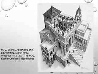 M. C. Escher, Ascending and
Descending, March 1960.
Woodcut, 14 x 11¼”. The M. C.
Escher Company, Netherlands

 