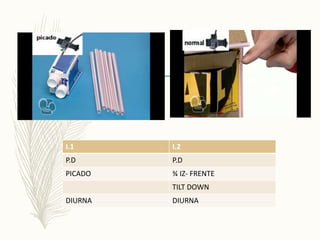 I.1 I.2
P.D P.D
PICADO ¾ IZ- FRENTE
TILT DOWN
DIURNA DIURNA
 