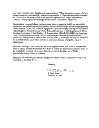 Artba letter p3 gov hickenlooper 5 14 | PDF