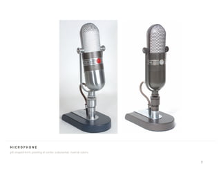 microphone
pill shaped form, pivoting at center, substantial. nuetral colors.


                                                                     7
 