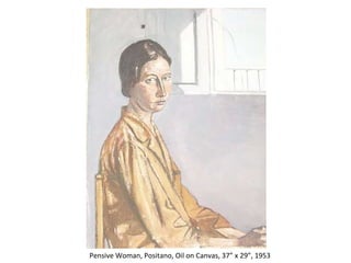 Pensive Woman, Positano, Oil on Canvas, 37” x 29”, 1953 