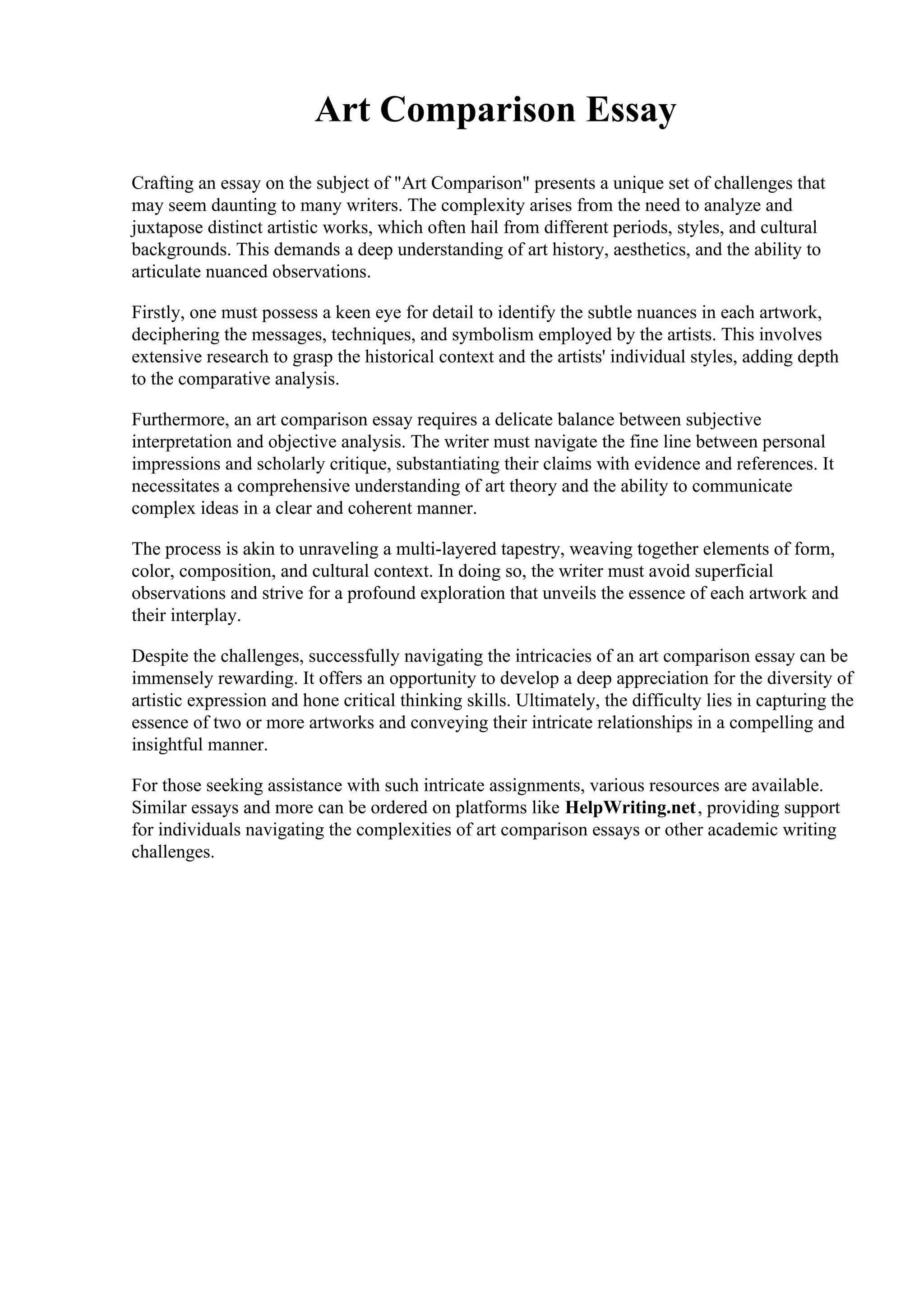 Art Comparison Essay PDF