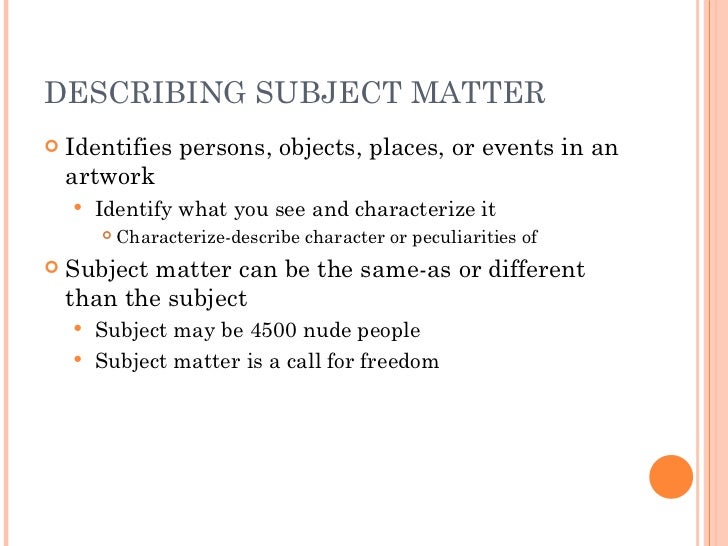 describing artwork describe matter