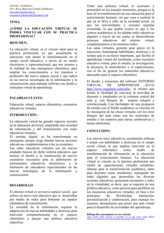 Artículo académico como la educacion virtual se prodra vincular con su ...