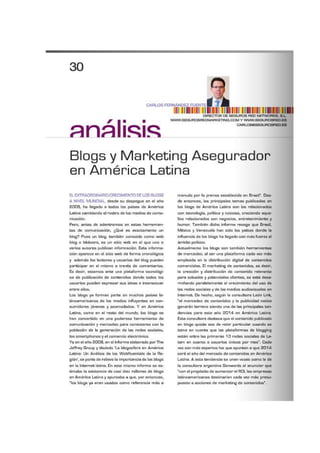 Artículo blogs y marketing de contenidos en Actualidad Aseguradora América Latina