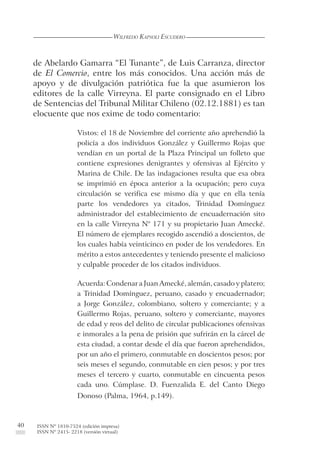40
Wilfredo Kapsoli Escudero
ISSN Nº 1810-7524 (edición impresa)
ISSN Nº 2415- 2218 (versión virtual)
de Abelardo Gamarra ...