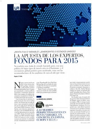 La apuesta de los expertos, FONDOS PARA EL 2015