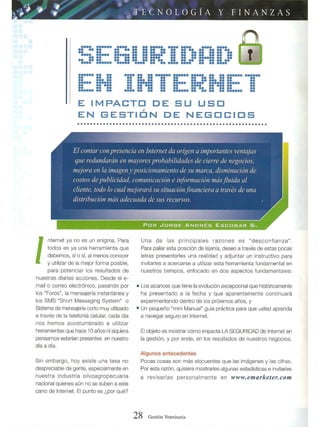 Artículo seguridad en internet   revista gestión veterinaria año 2005