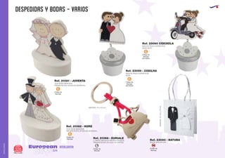 despedidas y bodas - VARIOS
European
GiftsGifts13/14326
AMALGAMA
AMALGAMA
CAJA BODA IMANTADA
PRESENTACIÓN: EN BOLSA INDIVIDUAL.
Ref. 21082 - KORE
Código de
Marcaje
C
Código de
Marcaje
EN PINZA
C
Código de
Marcaje
EN PINZA
C
Código de
Marcaje
C
CAJA BODA IMANTADA
PRESENTACIÓN: EN BOLSA INDIVIDUAL.
Ref. 21081 - JUVENTA
MACETA PINZA PORTAFOTOS
BODA
Ref. 23059 - COXILHA
MACETA PINZA PORTAFOTOS
BODA MOTO
Ref. 23060 COXIXOLA
LLAVERO METALICO RECIEN CASADOS
PRESENTACIÓN: EN CAJA DE CARTÓN. BOLSA NON WOVEN
MEDIDAS: 75 x 40 mm.
MEDIDAS:75x20x75mm.
Ref. 21068 - EURIALE
Ref. 23080 - NATUBA
Código de
Marcaje
L
Código de
Marcaje
SM
 