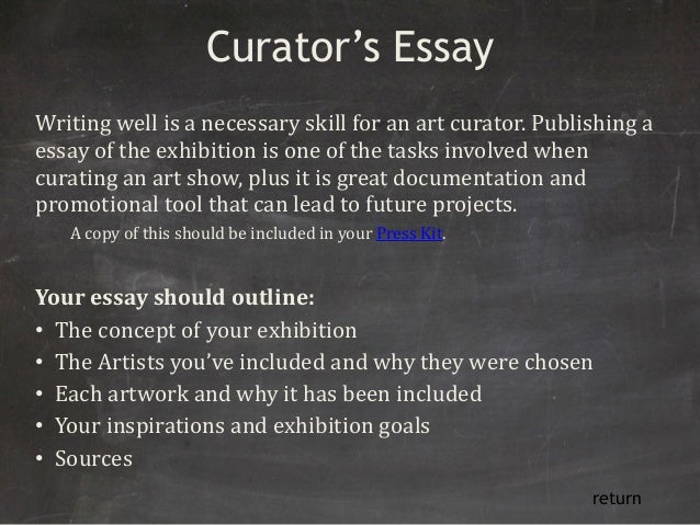 Curate an exhibition assignment picture